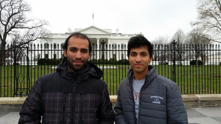 Craig Miranda, right, spent his winter break visiting his brother Clive, who lives in Washington, D.C.
